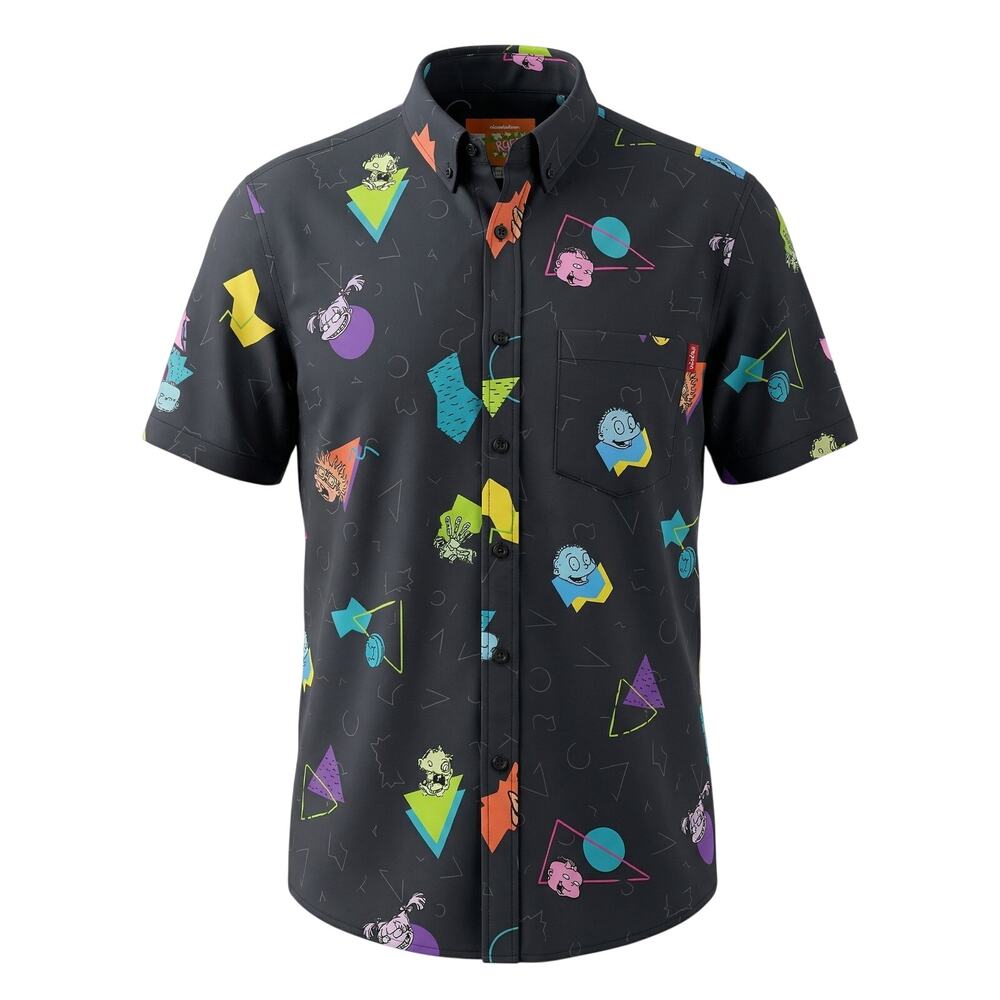 Rsvlts‎ Nickelodeon Mens S Y2K 90s Rugrats Kidcore Retro Maximalist Button Shirt